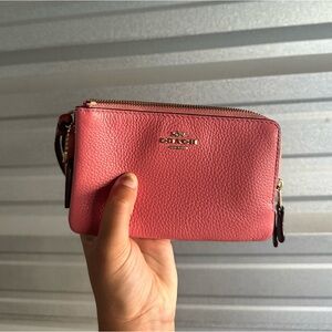 Coach Rose Leather Wristlet